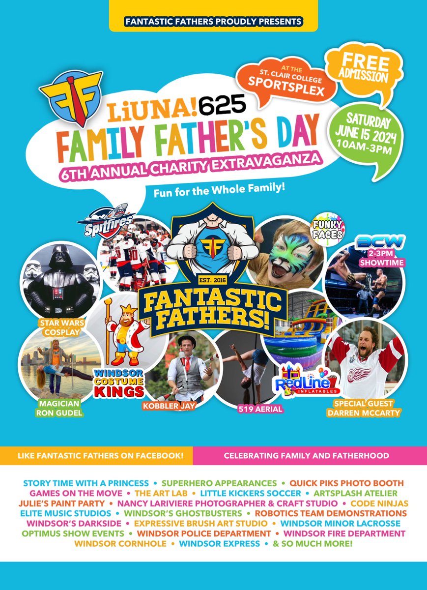 LiUNA!625 Father's Day Extravaganza this Saturday, June 15th from 10am to 3pm at St. Clair College Sportsplex facility in Windsor.