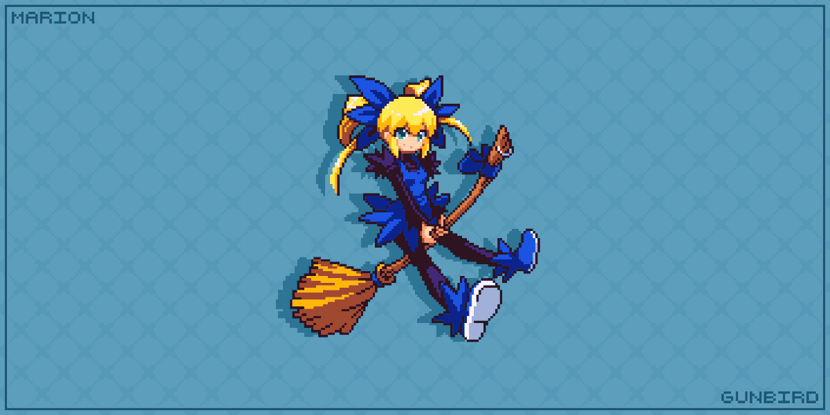 Marion (Gunbird/Gunbarich) The genius witch #pixelart #ドット絵
