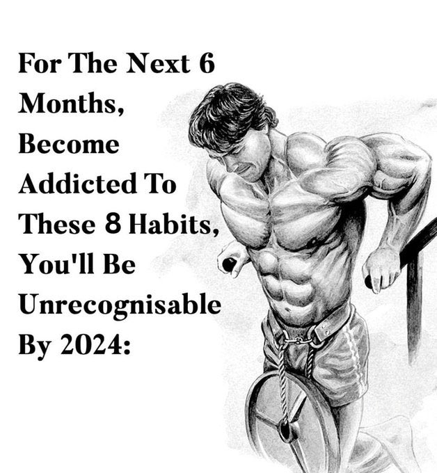 For The Next 6 Months,

Become Addicted To These 8 Habits and You'll Be Unrecognizable By The End Of 2024:

- Thread -