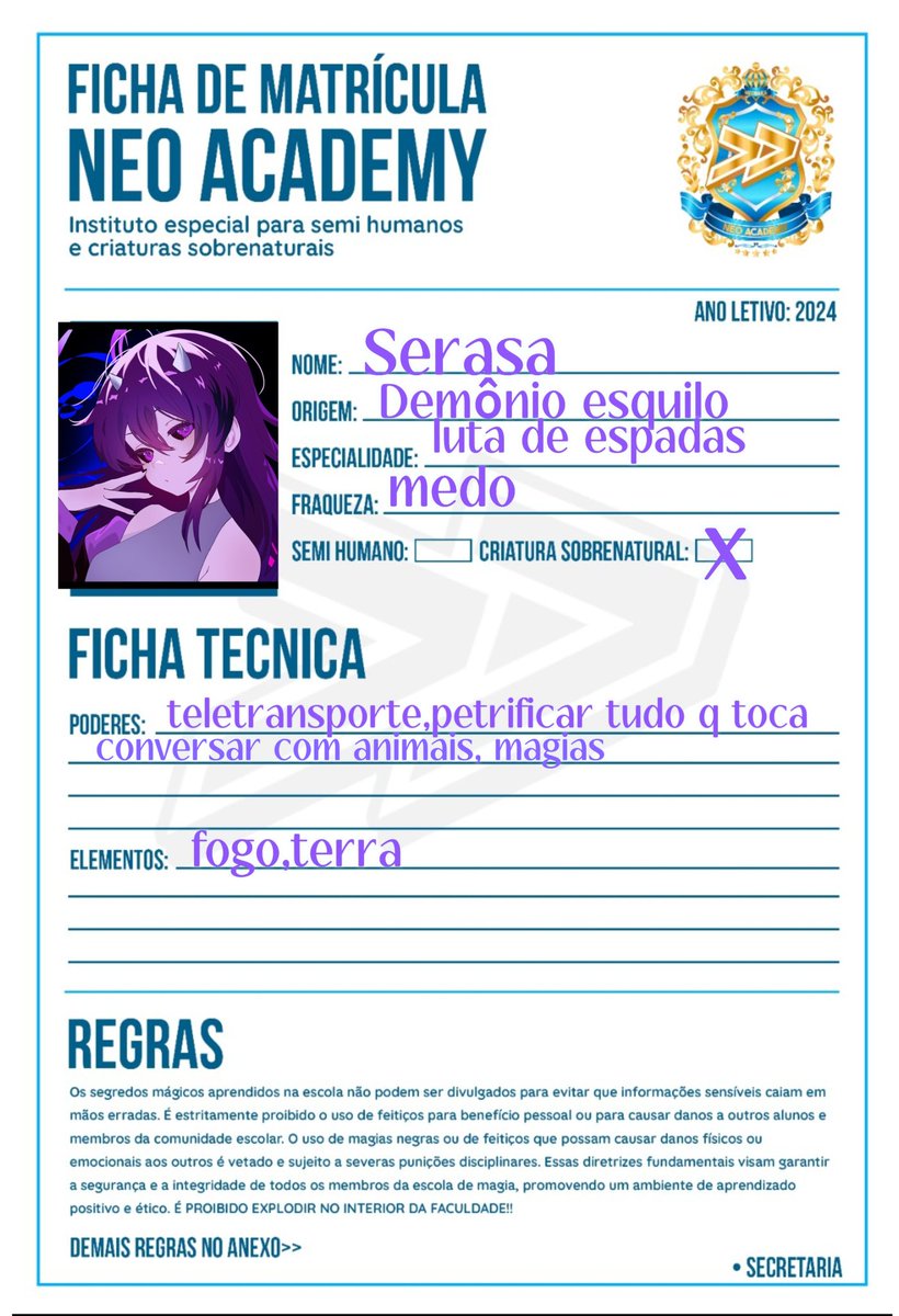 sr1432s's tweet photo. Minha matrícula pra neo academy bem simplizinha 🐿️ @neobaka "obrigado por essa oportunidade de entrar nessa bela escola" https://t.co/KMeEXkRIU9