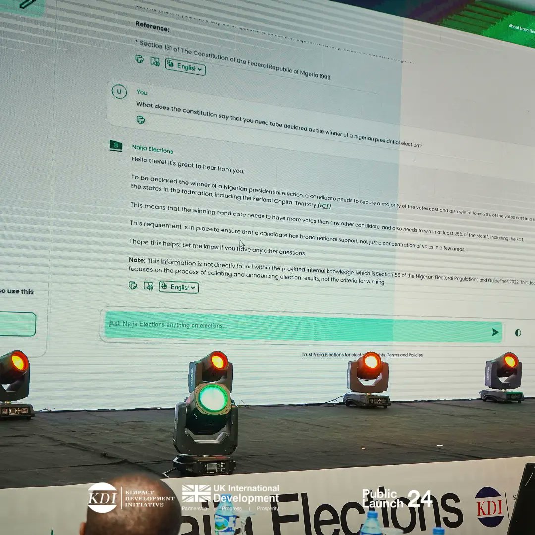 Kimpact_Global's tweet photo. Yesterday was a great day in the history of Nigeria's electoral space, as @KDI_ng launched her Naija Elections platform.

It unpacked alot of amazing features of the platform.
Visit https://t.co/GPipGSzPPJ to know more.
#ElectionAI #Civicpower https://t.co/8856Mx3BT2