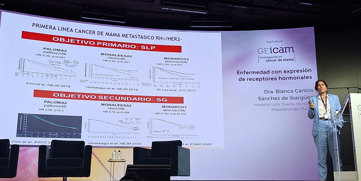 GEICAM's tweet photo. #RAGMA24 La Dra. Blanca Cantos actualiza sobre las novedades en el abordaje del #cáncerdemama avanzado con expresión de receptores hormonales https://t.co/e2yHMkg1by