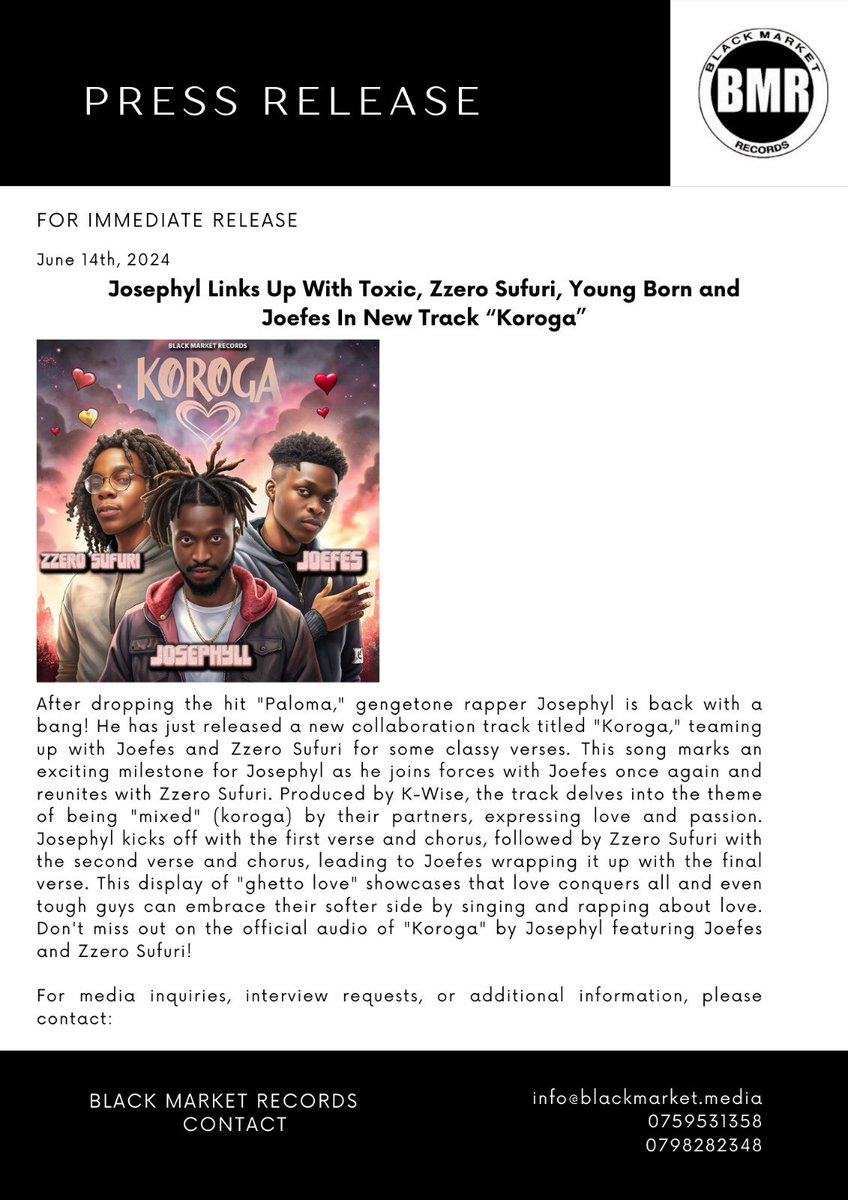 🔥 #Koroga is out now! 🎶 Don’t miss this gengetone collaboration that blends raw emotion with street vibes. 💯🔊

 #NewMusic #Josephyl #Joefes #ZzeroSufuri #Toxic #Love #Koroga #Tyla #BettyKyallo #Normani #Kannappa