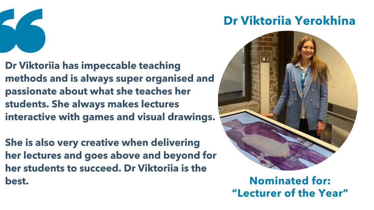 CONGRATULATIONS to Dr Viktoriia Yerokhina who was nominated for “Lecturer of the Year” at Burnley's Golden Roses Celebrations. 🎉

Students praised her innovative teaching style, creative lectures and incredible material. Empowering students, she truly has gone above and beyond!