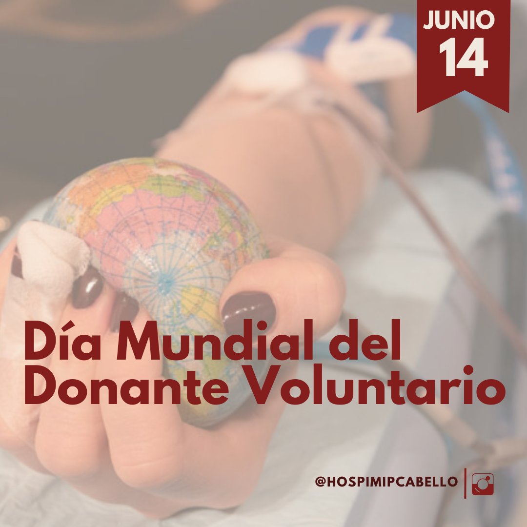 El #14JUN de cada año se celebra el Día Mundial del Donante de Sangre para agradecer a los donantes voluntarios no remunerados y concienciar de la necesidad de hacer donaciones regulares para garantizar la calidad, seguridad y disponibilidad de sangre y sus productos.
