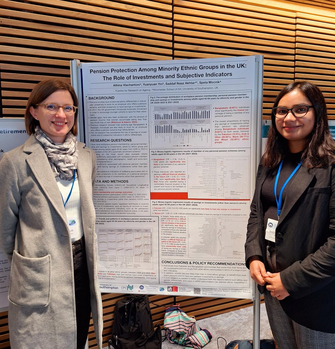 🖼️Head to Poster Session 3 at #EPC2024, where you can chat with Saddaf and Spela about their research on #pension protection among minority ethnic groups in the UK, and the role of #investments and subjective indicators. Full abstract: epc2024.eaps.nl/abstracts/2409…