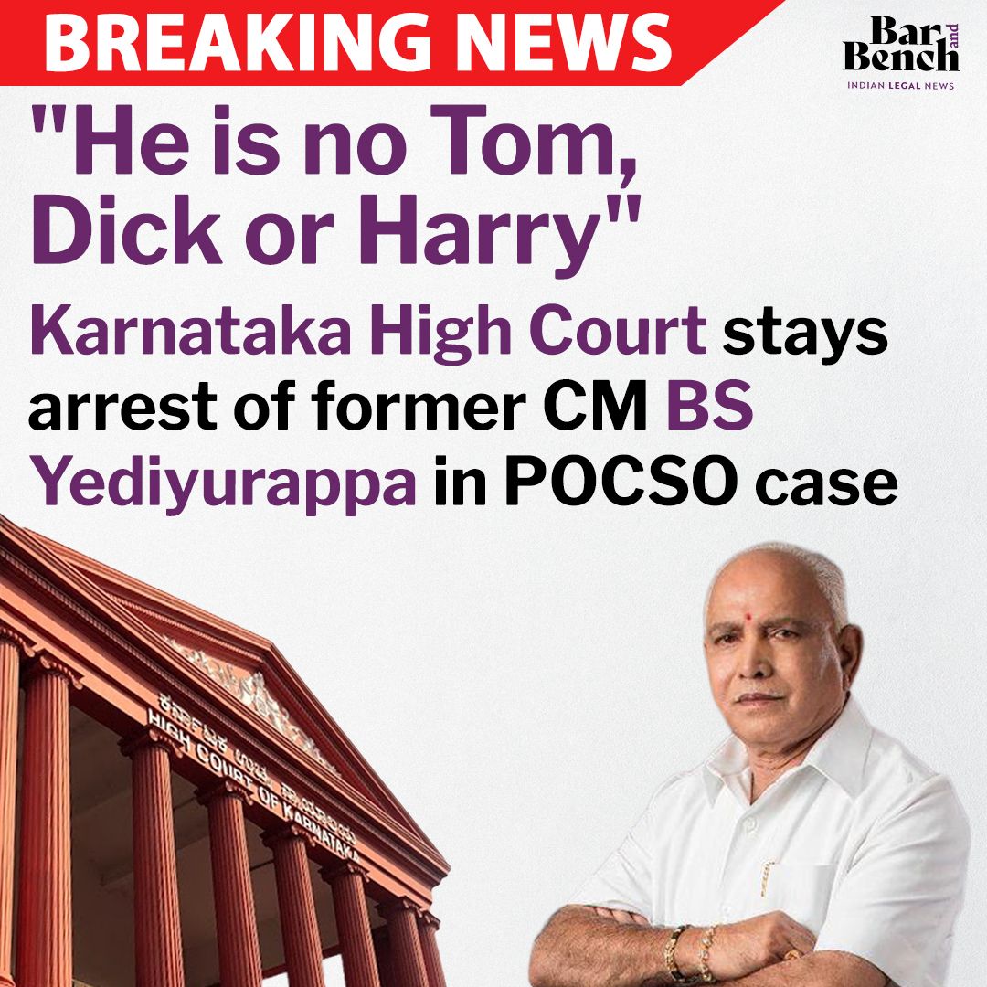 zoo_bear's tweet photo. "He is no Tom, Dick or Harry": Karnataka HC stays arrest of former CM BS Yediyurappa in a POCSO case. https://t.co/5Ltr9p1R9l