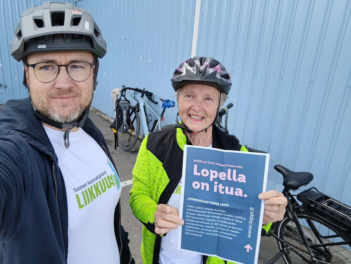 Suomen Kasvukäytävän viesti liikkui tänään Lopelta Hausjärvelle. Hyvinvointikilometrejä tuli  siirtymineen reilut 70km. Nyt jaksaa.  #LopellaOnItua #KasvukäytäväLiikkuu #SuomenKasvukäytävä #Liikunta #Hyvinvointi #pyöräily