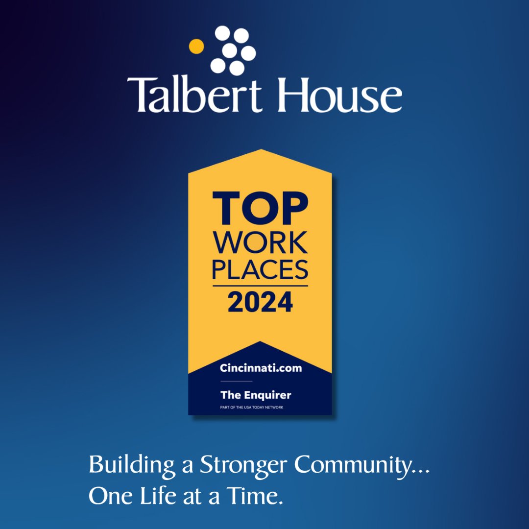 Talbert House is excited to announce our recognition as a 2024 #TopWorkplace by The Cincinnati Enquirer! We want to sincerely thank our exceptional team for their unwavering commitment and effort.