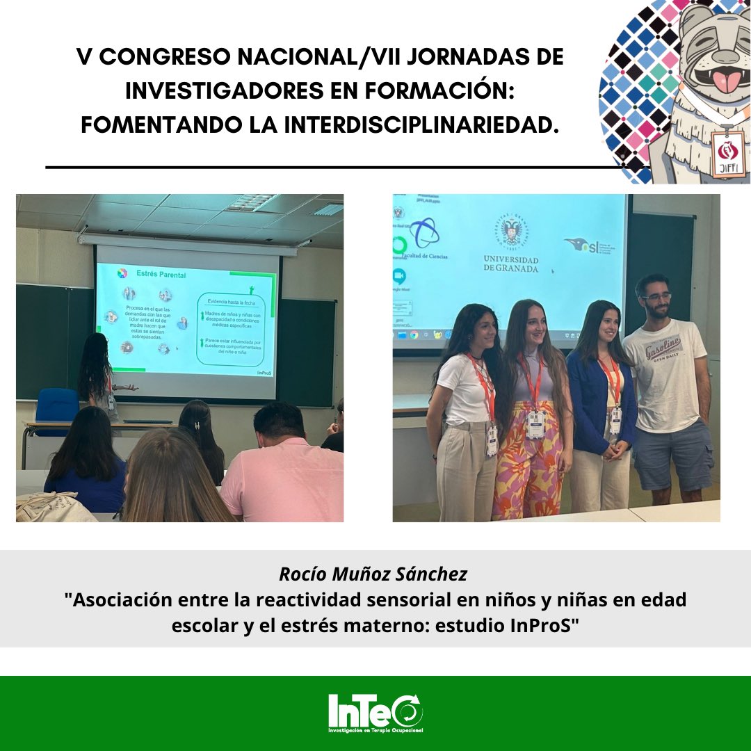 Nuestra compañera Rocío Muñoz ha presentado “Asociación entre la reactividad sensorial en niños y niñas en edad escolar y el estrés materno: estudio InProS” 🧑‍🧑‍🧒 en el V Congreso Nacional/VII Jornadas de Investigadores en Formación: Fomentando la Interdisciplinariedad 🤩