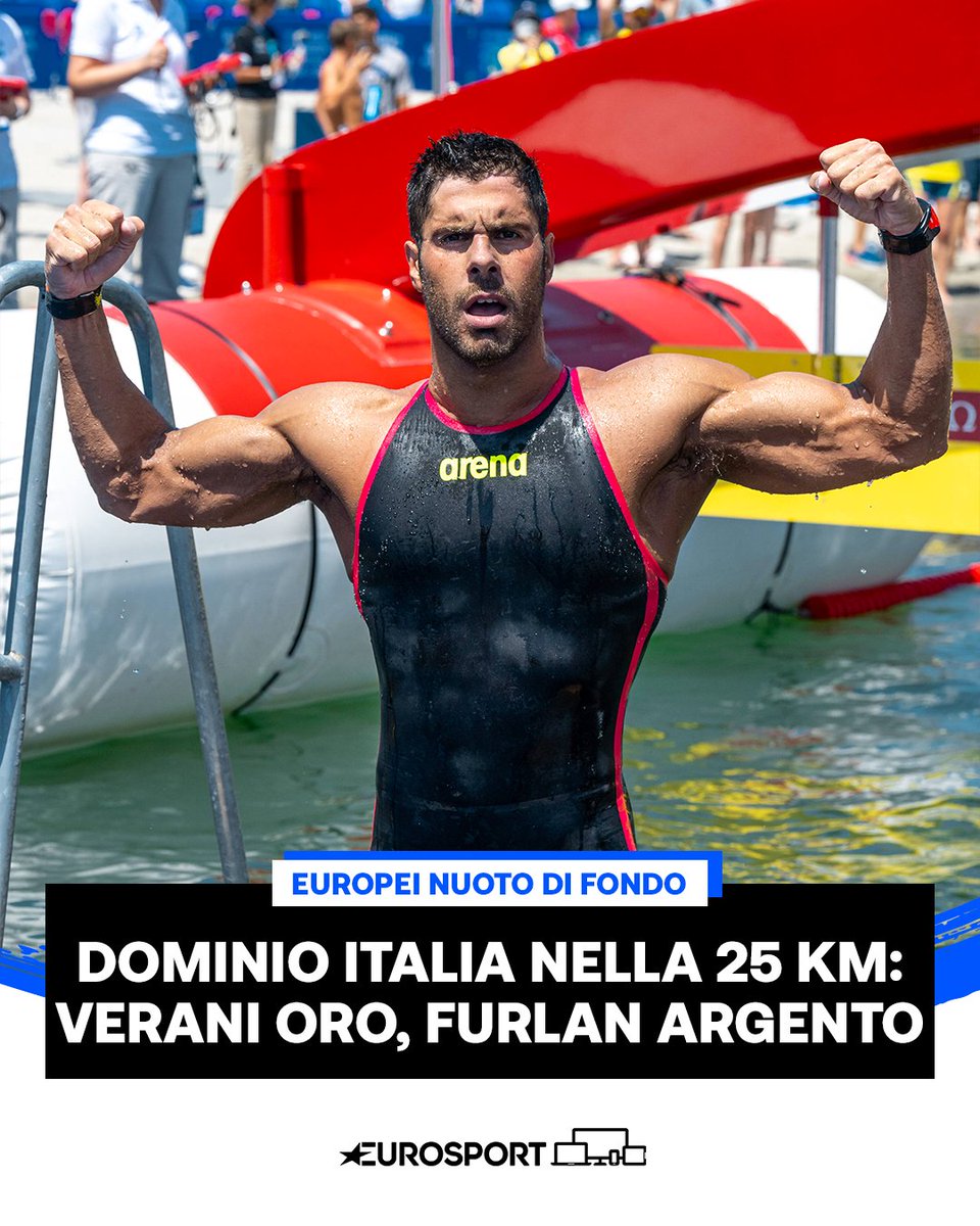 Eurosport_IT's tweet photo. DOPPIETTA ITALIA NELLA 25 KM 🇮🇹🥇🥈
Splendida gara per l'Italia che porta a casa la medaglia d'oro con Dario Verani e la medaglia d'argento con Matteo Furlan 👏👏👏
#Verani #Furlan #Belgrade2024 #nuoto #EuropeanAquatics #OpenWater https://t.co/PgNNIIAvt9