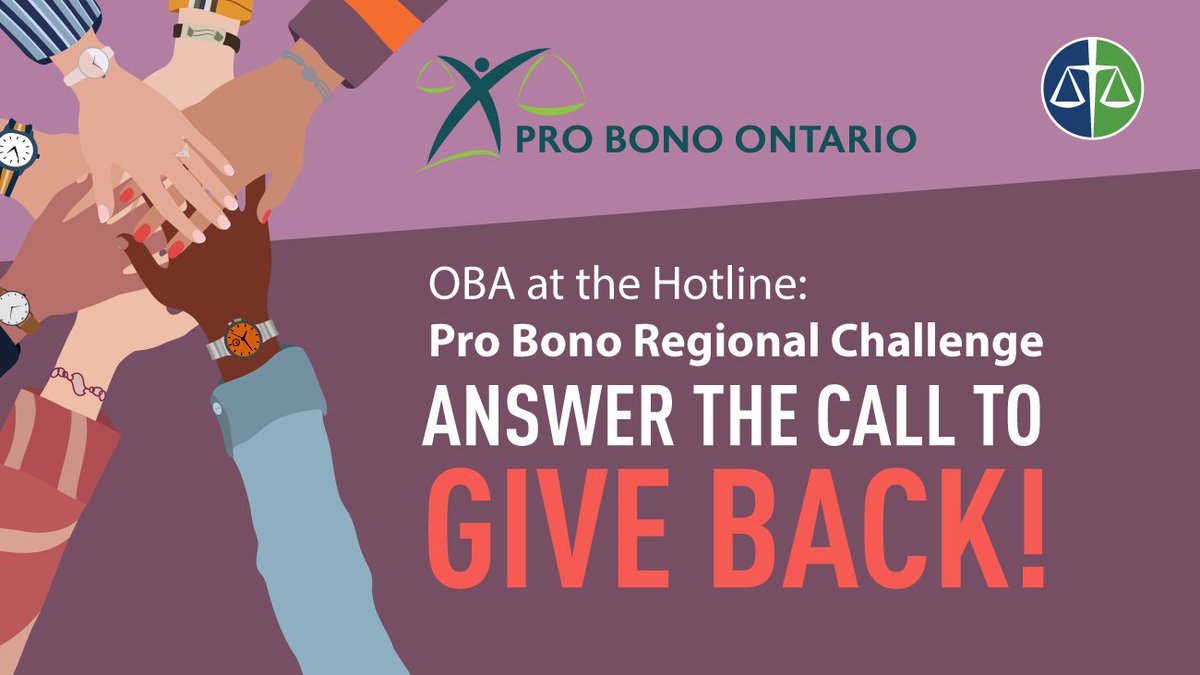 Ontario Bar Association (@obalawyers) on Twitter photo We know OBA members are committed to expanding access to justice. So, we have partnered with <a href="/ProBonoOntario/">Pro Bono Ontario</a> for a special challenge to mobilize and motivate members in every region of the province to deliver vital legal advice to low-income Ontarians. oba.org/probono/challe… We know OBA members are committed to expanding access to justice. So, we have partnered with <a href="/ProBonoOntario/">Pro Bono Ontario</a> for a special challenge to mobilize and motivate members in every region of the province to deliver vital legal advice to low-income Ontarians. oba.org/probono/challe…