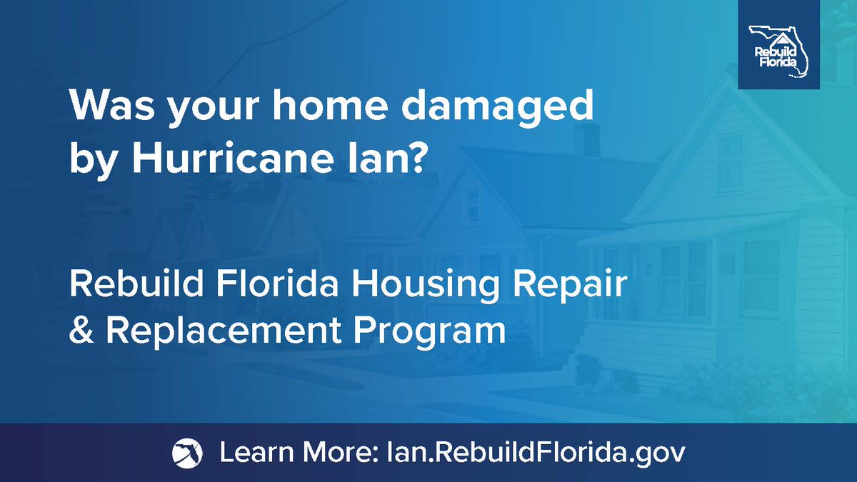 The Rebuild Florida Housing Repair and Replacement Program is a state program launched with federal funding to repair, rebuild or replace eligible homes with remaining damage from Hurricane Ian. 

For more information, or to find out if you qualify:
Ian.RebuildFlorida.gov
