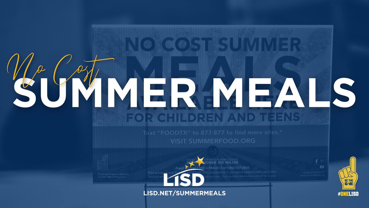 Our children need nutritious meals to learn, grow and thrive, even when school is out. <a href="/LISDNutrition/">lisdnutrition</a> and partners provide free breakfast and lunch meals throughout LISD over the summer -- visit LISD.net/SummerMeals to learn more!

#BeTheOne #OneLISD
