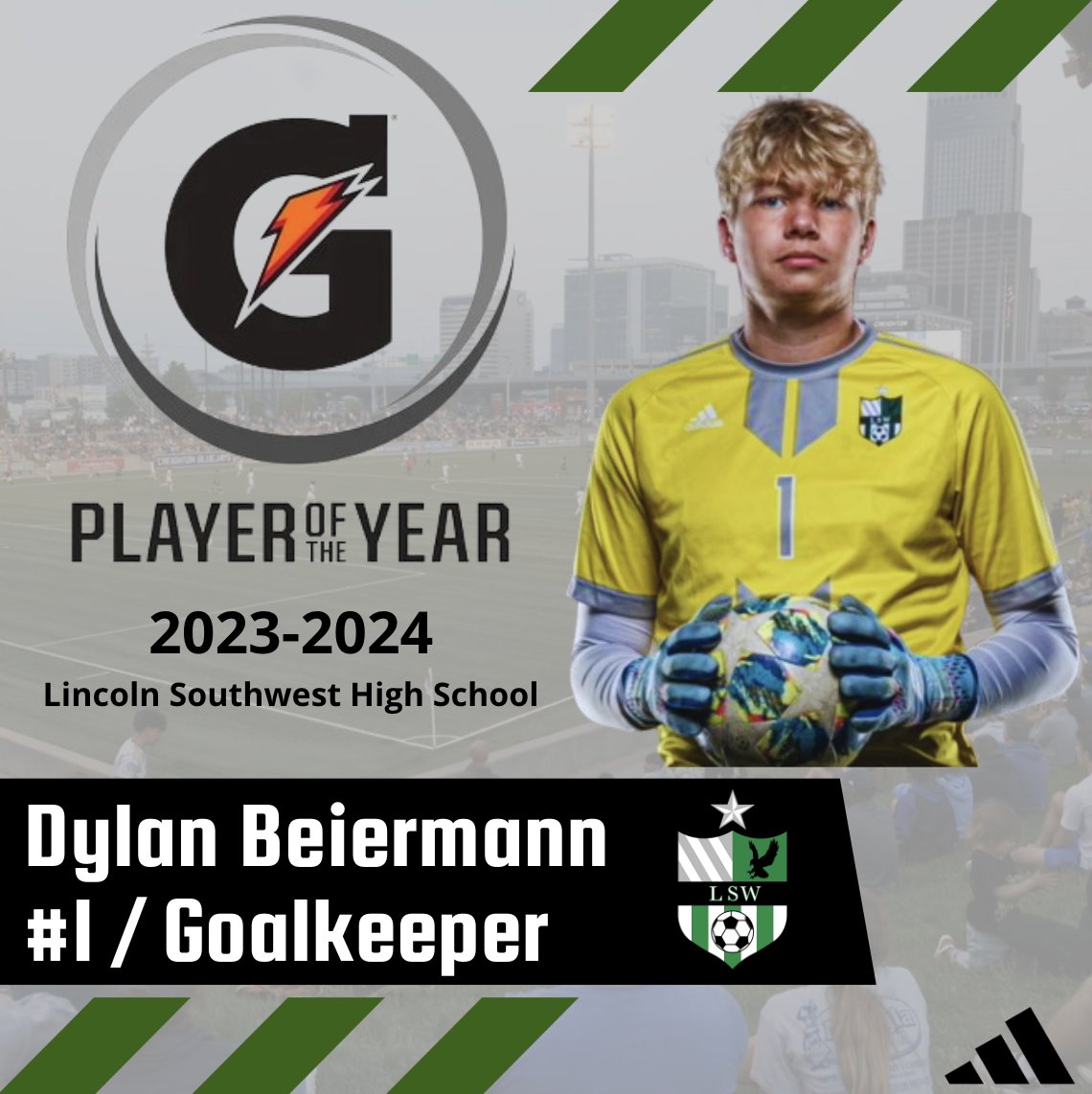 LSWFC_Official's tweet photo. @LSWFC_Official would like to congratulate @DylanBeiermann on being named The 2023-2024 NE Boys Soccer #GatoradePOY. A massive shoutout to all of the Teammates &amp; Coaches who contributed to this incredible recognition! ⚽️🏅👏

@lswathletics @nebraska_talk 

https://t.co/oOpzUjMKbo https://t.co/oUNRWWmDG5