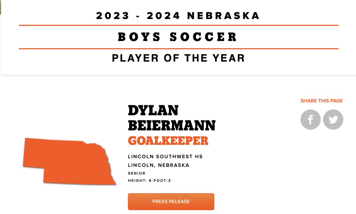 The Lincoln Southwest Boys Soccer Program (@lswfc_official) on Twitter photo <a href="/LSWFC_Official/">The Lincoln Southwest Boys Soccer Program</a> would like to congratulate <a href="/DylanBeiermann/">Dylan Beiermann</a> on being named The 2023-2024 NE Boys Soccer #GatoradePOY. A massive shoutout to all of the Teammates & Coaches who contributed to this incredible recognition! โฝ๏ธ๐
๐
<a href="/lswathletics/">LSW Silver Hawks</a> <a href="/nebraska_talk/">Nebraska Soccer Talk</a>
playeroftheyear.gatorade.com/winner/dylan-bโฆ <a href="/LSWFC_Official/">The Lincoln Southwest Boys Soccer Program</a> would like to congratulate <a href="/DylanBeiermann/">Dylan Beiermann</a> on being named The 2023-2024 NE Boys Soccer #GatoradePOY. A massive shoutout to all of the Teammates & Coaches who contributed to this incredible recognition! โฝ๏ธ๐
๐
<a href="/lswathletics/">LSW Silver Hawks</a> <a href="/nebraska_talk/">Nebraska Soccer Talk</a>
playeroftheyear.gatorade.com/winner/dylan-bโฆ