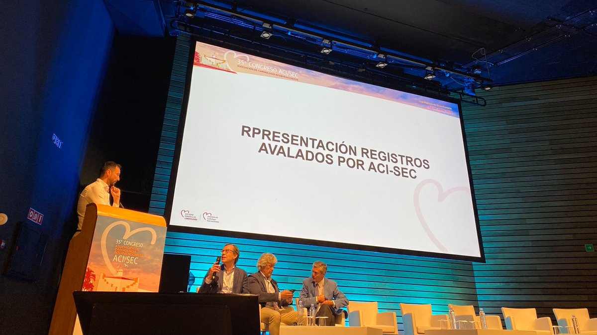 🫀 #ACISEC24 Seguimos con la presentación de registros avalados por ACI-SEC

Moderan: Fernando Alfonso Manterola, Juan Sanchis Forés (<a href="/JuanSanchisFor/">Juan Sanchis</a>) y Jose Mª de la Torre Hernandez