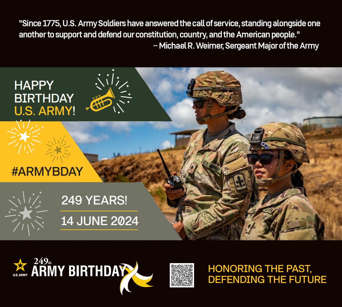 ArmyResearchLab's tweet image. Happy 249th Birthday Army! 
#ArmyBday
