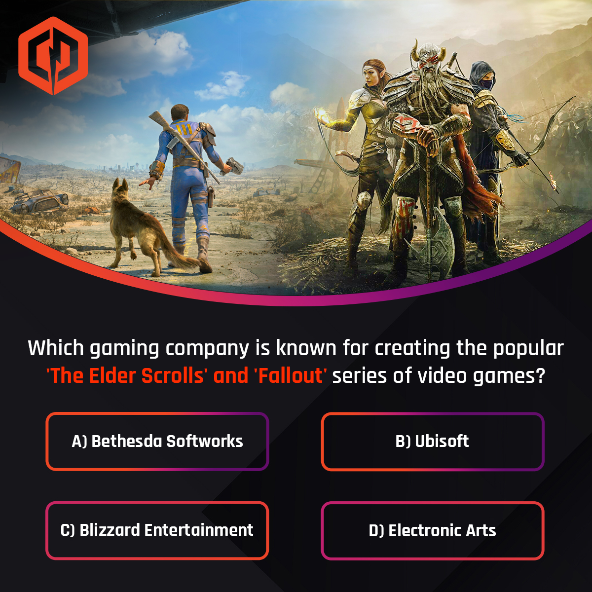 CyberPowerPC_IN's tweet image. Think you know your games? Who’s behind The Elder Scrolls and Fallout? 🕹🔍

#GamingFacts #QuizTime #GameGeek #KnowYourGames #poweryourplay #cyberpowerpc #gaming #esports #gamingcommunity #india #gamers