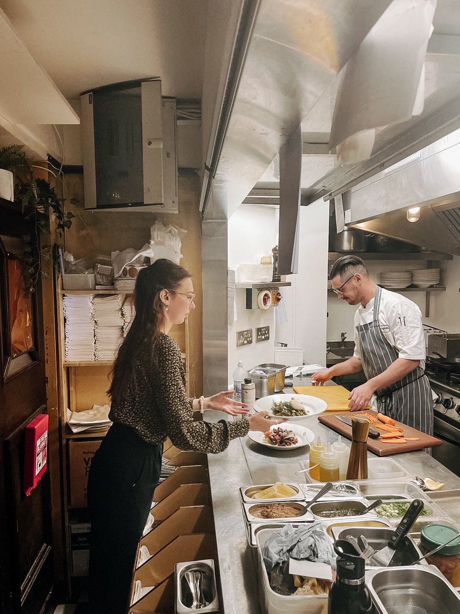 CafeStHonore's tweet image. Peter and Ellen smashing lunch service. Featuring Phantassie asparagus and @johnny_burnside pigeon.