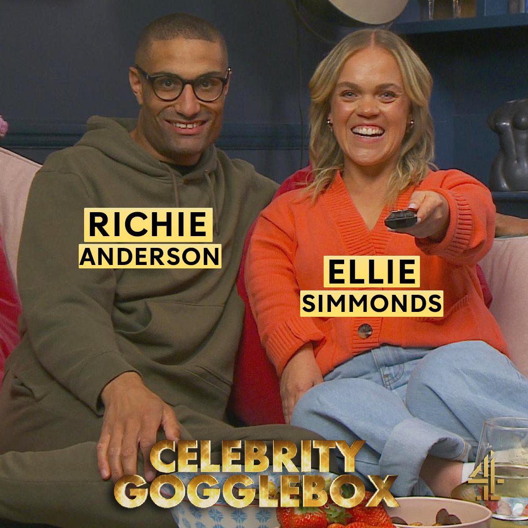 C4Gogglebox's tweet image. Completing the line up for #CelebrityGogglebox tonight!

🥇 @EllieSimmonds1  &amp;amp; @richie_anderson
🥇 @LaurenSteadman  &amp;amp; @kad_c

@channel4 9PM 📺👀🙌