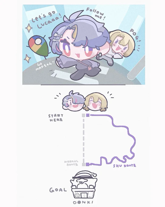 👟map vs 🦁human GPS (1/2)
He tried…ajshsjsj 
#YaminoArt #drawluca 