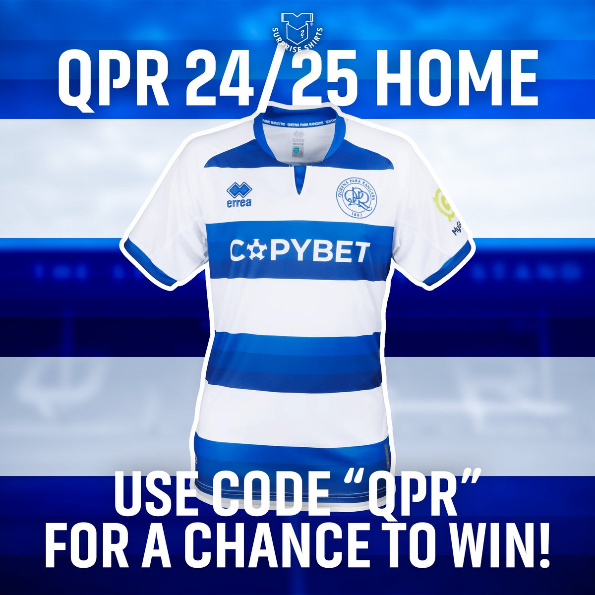 I’ve teamed up with Surprise Shirts to give R’s fans the chance to win our 24/25 home shirt, released tomorrow.

To enter, place an order on surpriseshirts.co.uk using code ‘QPR’ before midnight tomorrow.

One lucky customer will win the new home shirt in their size!

#QPR