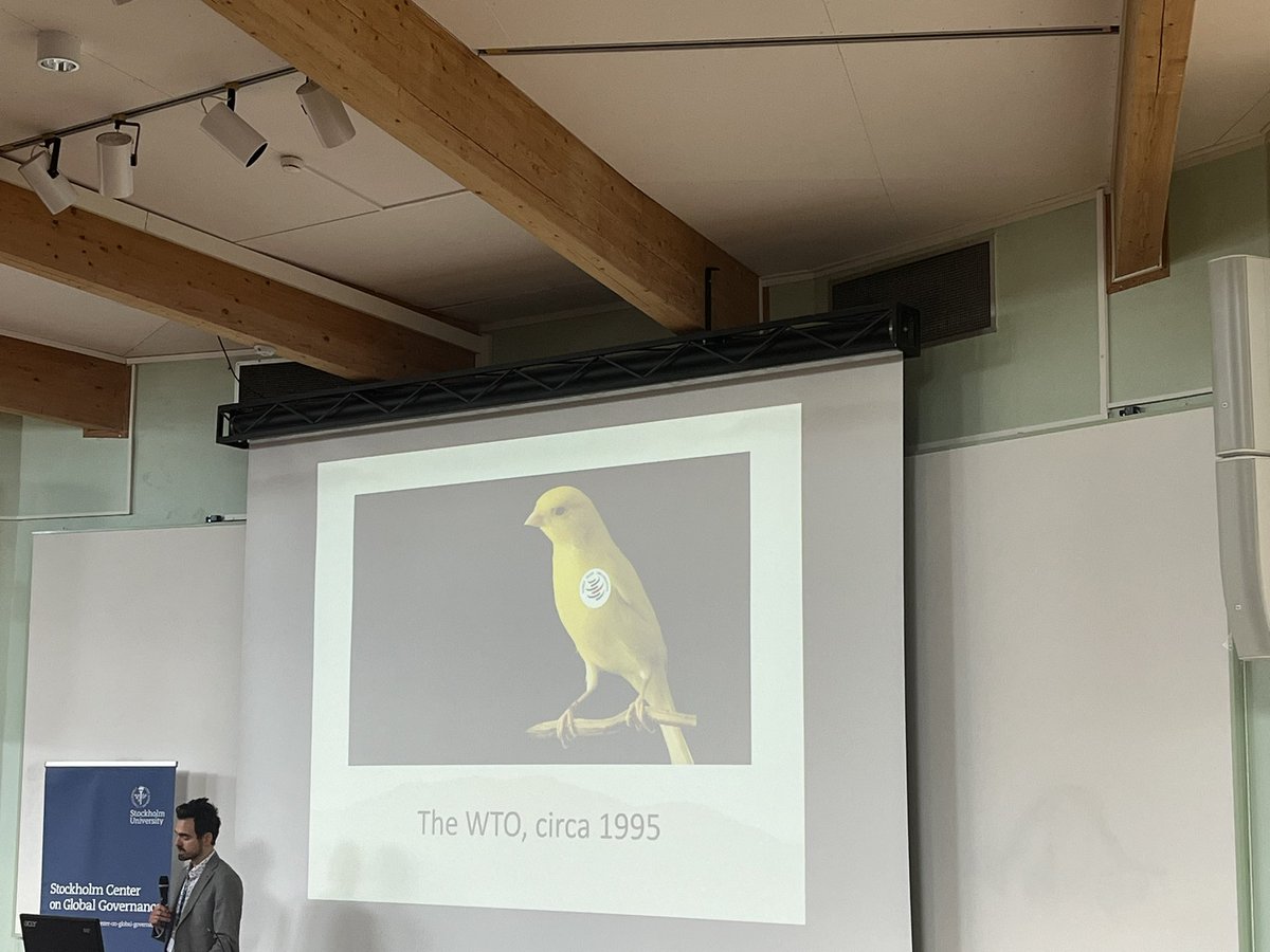 LaynaMosley's tweet photo. At @The_PEIO, @KrzPelc: the WTO has always been the canary in the coal mine when it comes to global governance. https://t.co/Shix2bnBD9