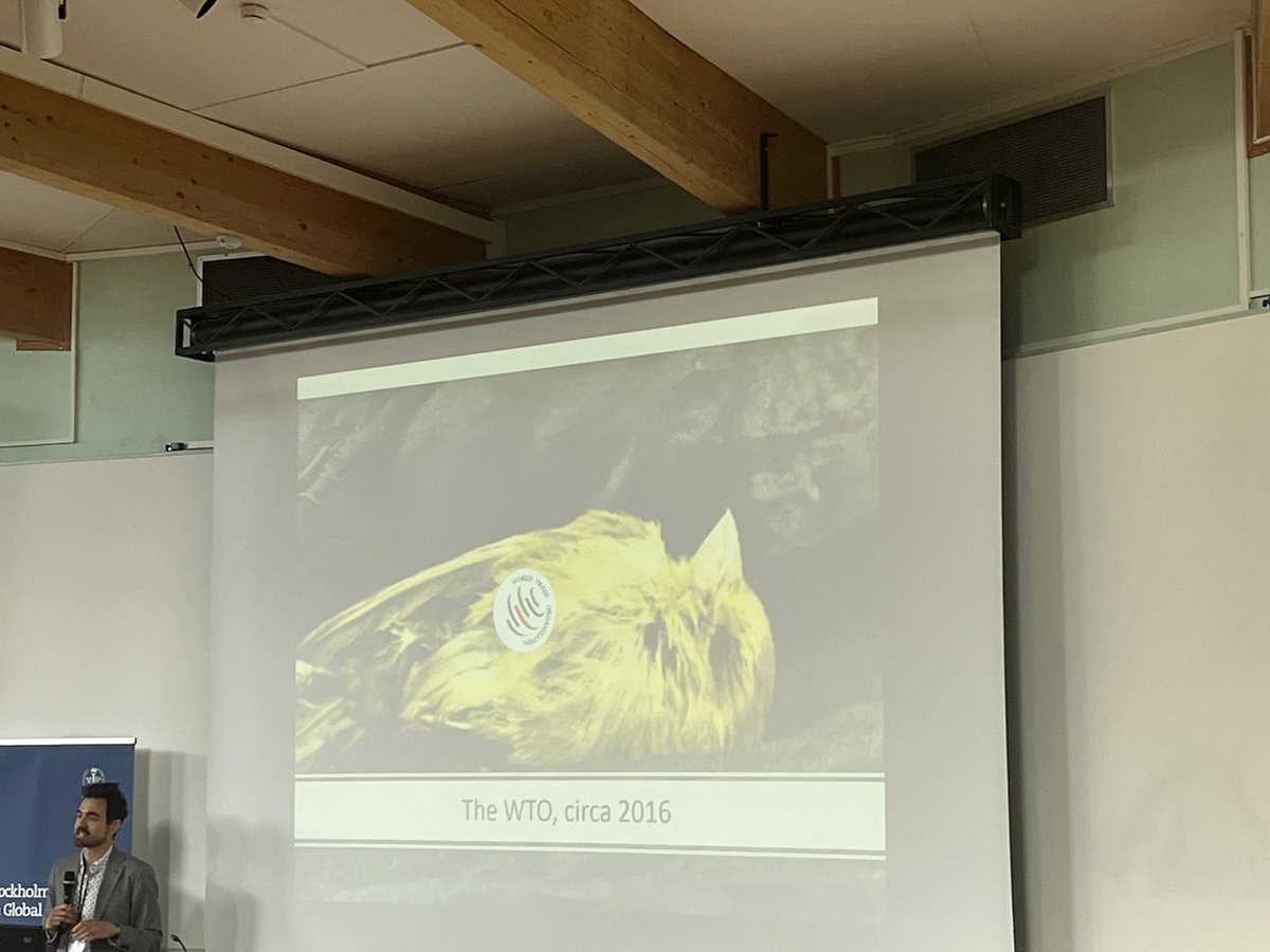 LaynaMosley's tweet photo. At @The_PEIO, @KrzPelc: the WTO has always been the canary in the coal mine when it comes to global governance. https://t.co/Shix2bnBD9