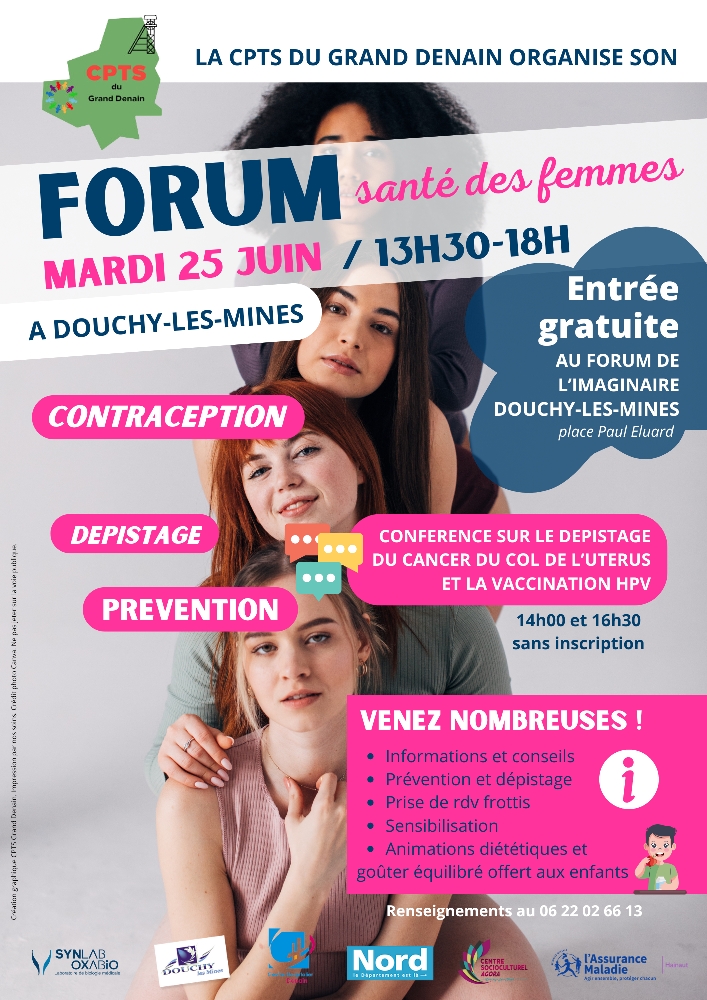[Forum santé des femmes]

En collaboration avec la CPTS du Grand Denain 👉Venez rencontrer nos professionnels de la maternité du CHD sur cette action de sensibilisation à la vaccination / contraception / violences sexuelles et sexistes.

Renseignements au 06 22 02 66 13