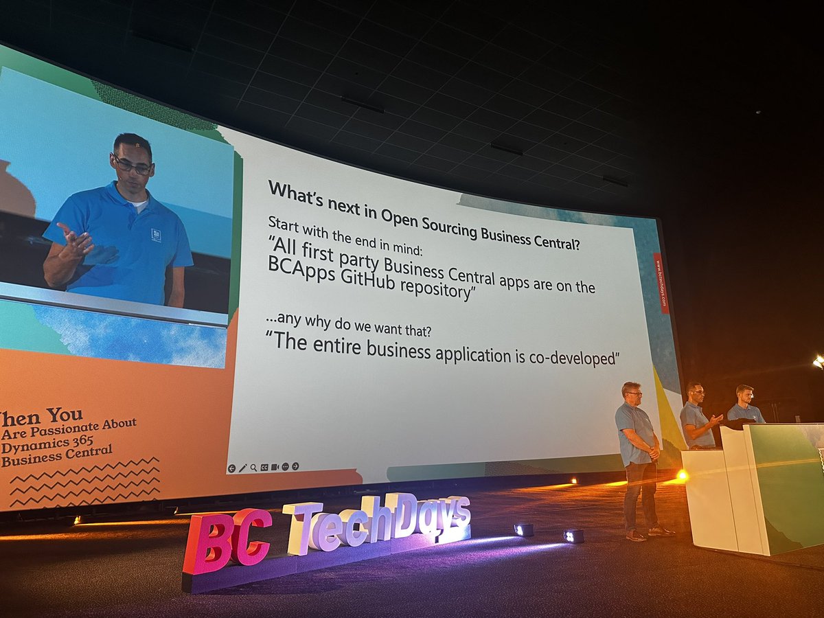 aidaonnav's tweet image. Our ultimate goal is “ the entire business application is co-developed” Jonas Blunck @freddydk  and Alexander Holstrup elaborating in how we plan to open source @MSDYN365BC applications on GitHub at #BCTechDays