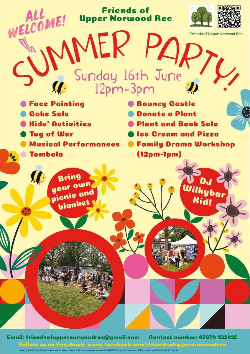 Don't forget the Friends of #UpperNorwoodRec Summer Party for the family this Sunday 16th June at Upper Norwood Recreation Ground SE19 3TD 🎉
#community #crystalpalace #se19