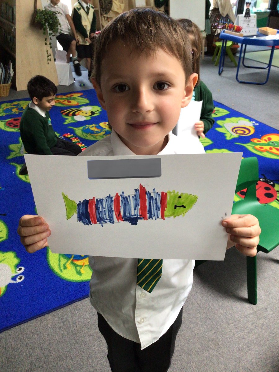 GRPAHazel's tweet photo. During maths this afternoon we read ‘Pattern Fish’. We tried hard to spot as many patterns as we could on each page. We  were then inspired to create our own patterns using lots of different resources in the classroom. Some of us even created our own ‘Pattern Fish’ page! https://t.co/PISv5kio3a