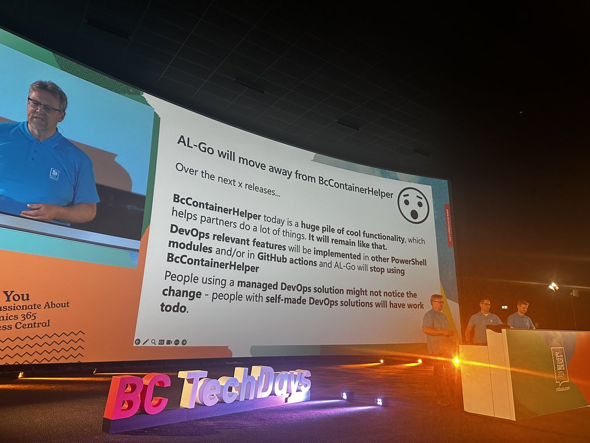 Aida Seifi Labrosse (@aidaonnav) on Twitter photo Viva Evolution and Modernization! AL-Go will move away from BcContainerHelper , It will be transparent If you are using a managed DevOps solution if not you have work to do <a href="/freddydk/">Freddy Kristiansen - freddydk.bsky.social</a> , Jonas and Alexander announce
#BCTechDays Viva Evolution and Modernization! AL-Go will move away from BcContainerHelper , It will be transparent If you are using a managed DevOps solution if not you have work to do <a href="/freddydk/">Freddy Kristiansen - freddydk.bsky.social</a> , Jonas and Alexander announce
#BCTechDays