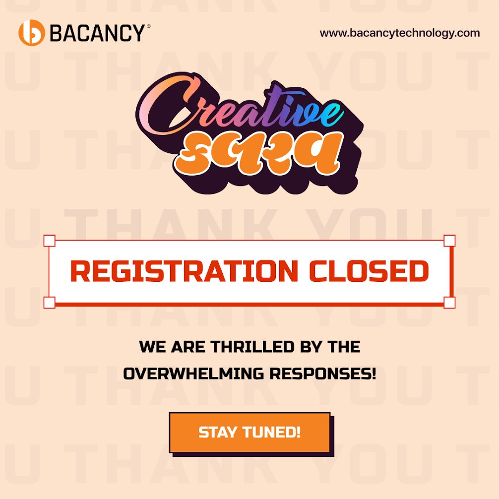BacancyTech's tweet image. Registration Closed for &apos;Creative કલરવ (Chirping) 1.0&apos;! 
We are thrilled by the overwhelming response for &apos;Creative કલરવ 1.0&apos;! 

#CreativeMeetup #DesignInnovation #UIDevelopment #CreativeCollaboration #InnovativeDesign #BacancyTechnology