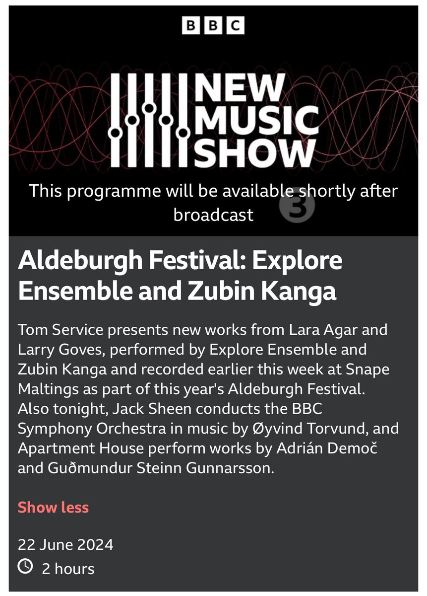 If you can't make broadcast is the Saturday after the concert!