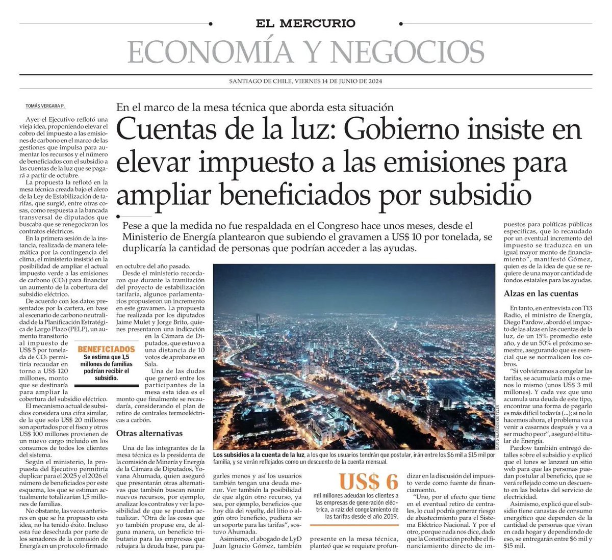Cuentas de luz e impuesto a las emisiones.