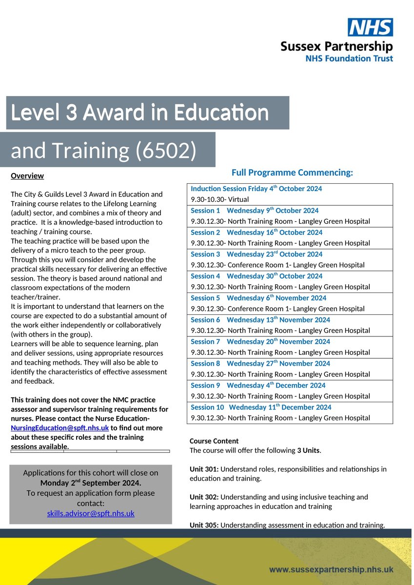 SPFT_Apprenticeships (@spfta) on Twitter photo Is delivering #training part of your role or an area you are wanting to develop? Then join us in October for the Level 3 Award in #Education & Training programme. Find out how to deliver an effective and inclusive session. To apply, email: skills.advisor@spft.nhs.uk Is delivering #training part of your role or an area you are wanting to develop? Then join us in October for the Level 3 Award in #Education & Training programme. Find out how to deliver an effective and inclusive session. To apply, email: skills.advisor@spft.nhs.uk