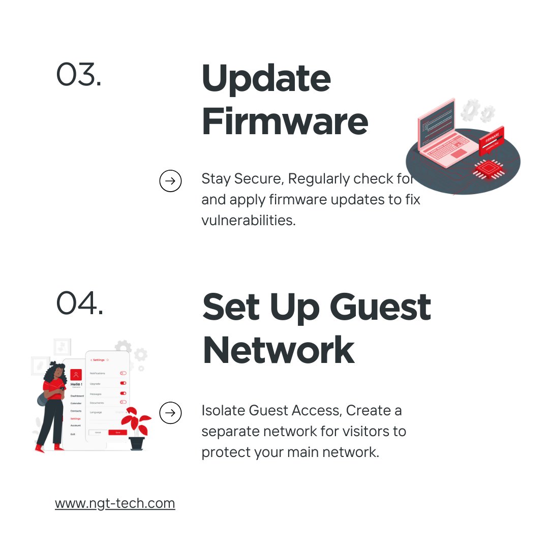 NGTTech's tweet image. 🔒 Home Wi-Fi networks are vulnerable to cyber threats. How secure is yours? Discover tips to enhance safety with simple measures. 🚀

For more info📞 +971600564888 📧 inquiry@ngt-tech.com
#NGT #Cybersecurity #NGTtechnology #AMC #NetworkSolution #ITservices #Security
