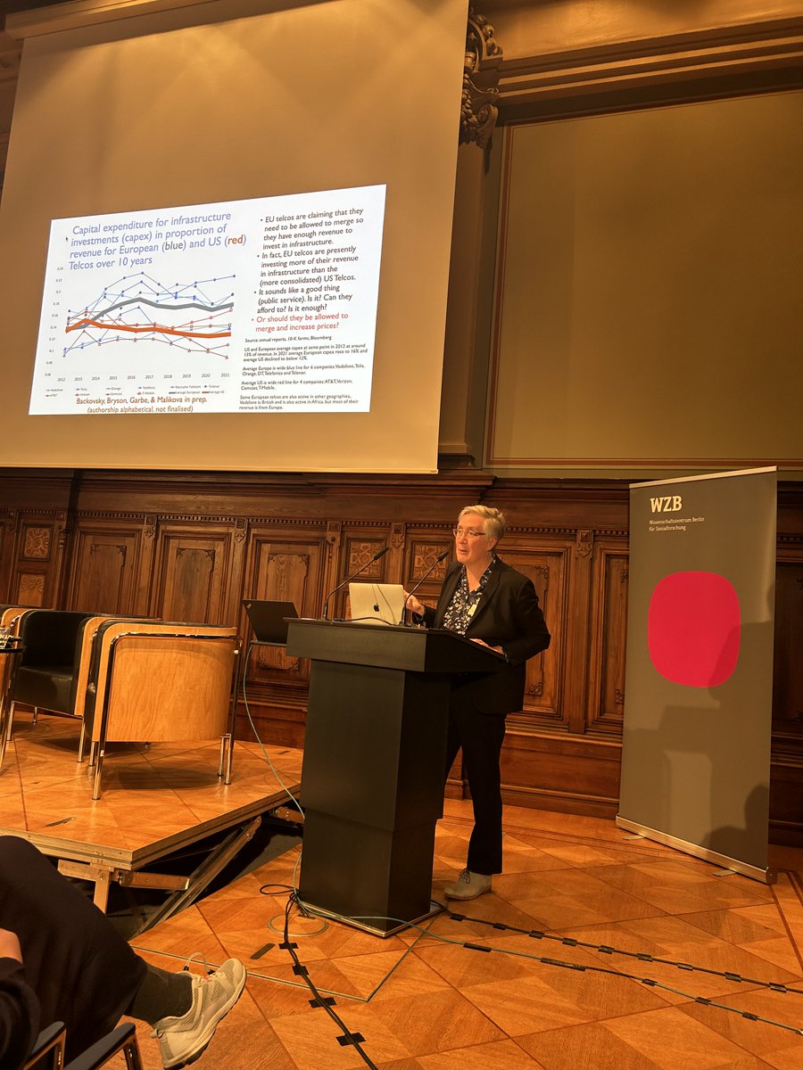 BCCPBerlin's tweet photo. @j2bryson @EmilioC_ Moritz Hardt explains that we can measure power by analyzing #performativity of AI, i.e. the extent to which AI changes people’s decisions. @j2bryson discusses calls from EU telco companies to allow large mergers & worldwide market dynamics in the tech sector https://t.co/t2sTqk4DJB