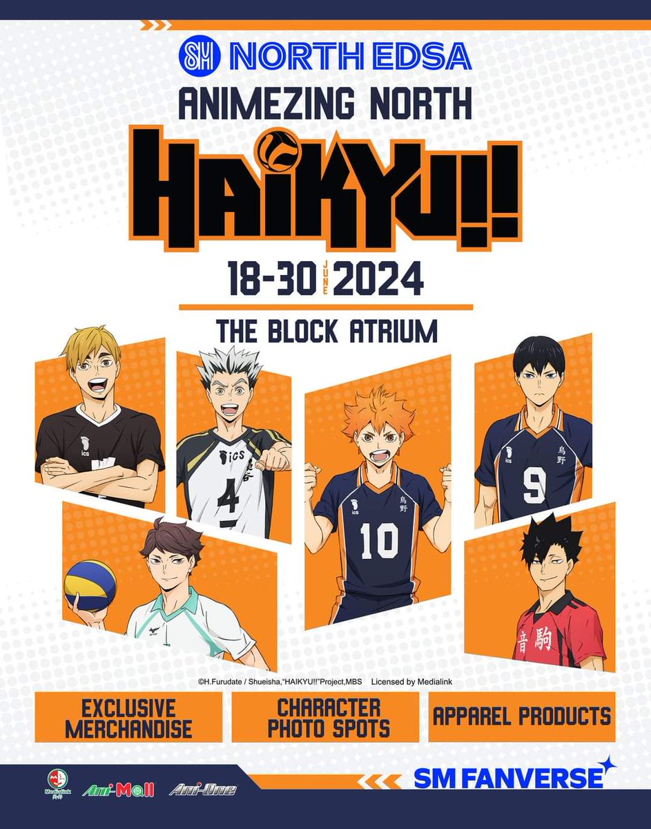 📢 Exciting News for Haikyu!! Fans! 🏐

Experience the Philippines' first Haikyu!! activation at SM North EDSA! 

📍 Where: The Block Atrium, SM North EDSA
📅 When: June 18 - June 30, 2024

#Haikyuu

📷 Ani-One PH