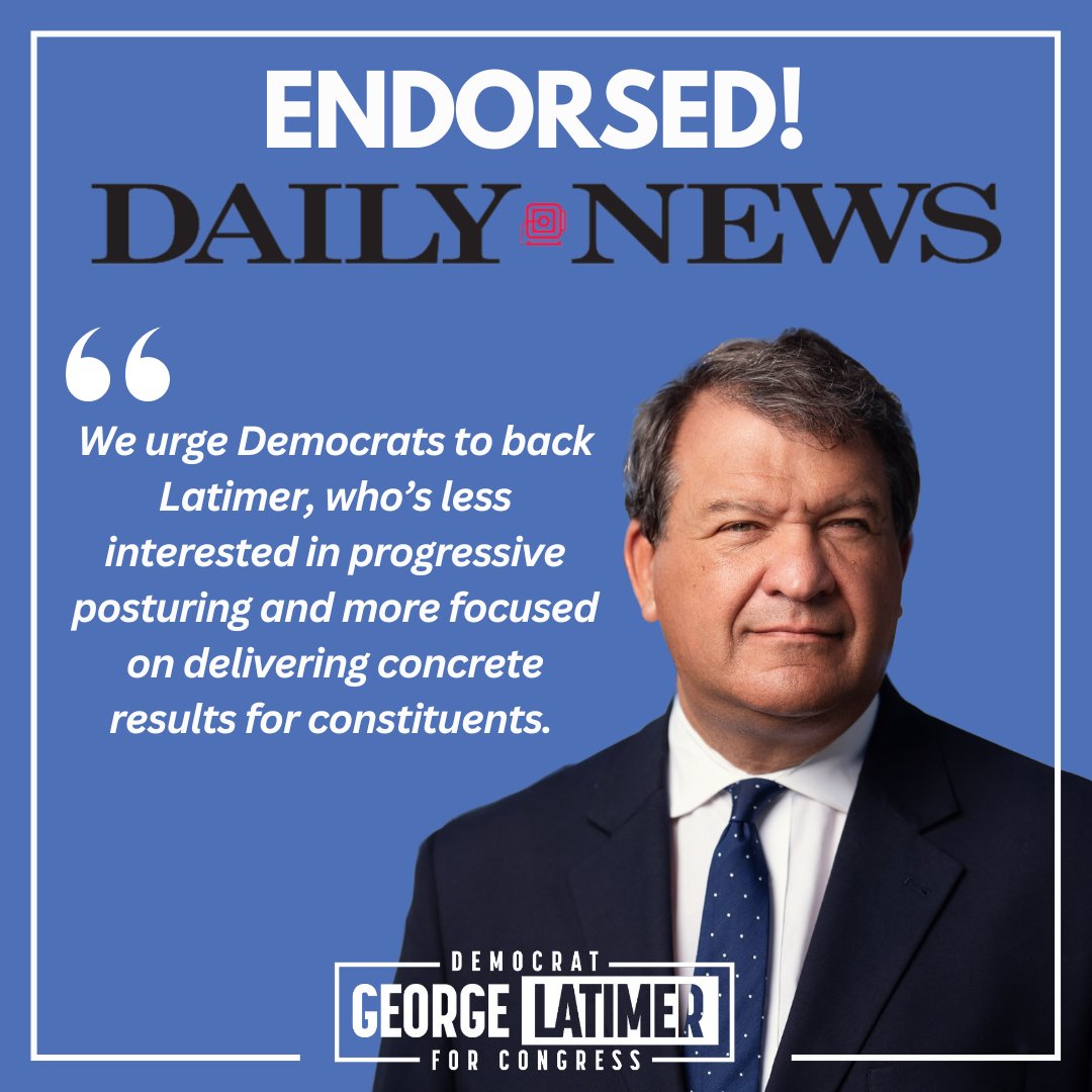 LatimerforNY's tweet photo. I'm proud to receive the endorsement of the @NYDailyNews, and I'm ready to deliver #RealResultsNotRhetoric on the issues that matter most.

Early Voting starts TOMORROW across Westchester and the Bronx -- do you have a plan to vote? https://t.co/olGCcSh8zy