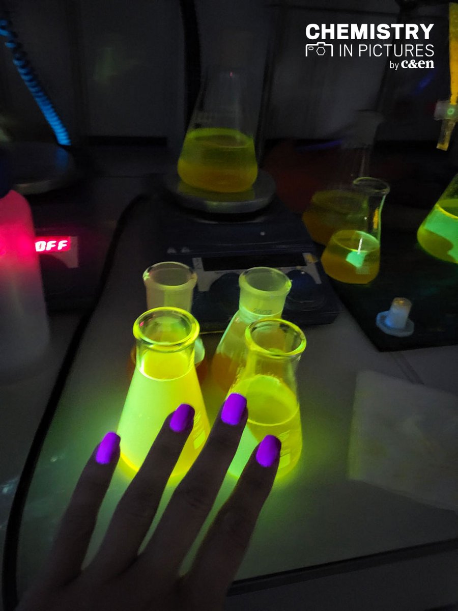 C&EN (Chemical & Engineering News) (@cenmag) on Twitter photo Recently, when <a href="/JoannaOrtyl/">Joanna Ortyl</a> was looking in a fume hood at fluorescent solutions in the lab, she noticed that she was wearing a photoactive material: her nail polish. Read more about this #CENChemPics: cen.acs.org/synthesis/Chem… #FluorescenceFriday Recently, when <a href="/JoannaOrtyl/">Joanna Ortyl</a> was looking in a fume hood at fluorescent solutions in the lab, she noticed that she was wearing a photoactive material: her nail polish. Read more about this #CENChemPics: cen.acs.org/synthesis/Chem… #FluorescenceFriday
