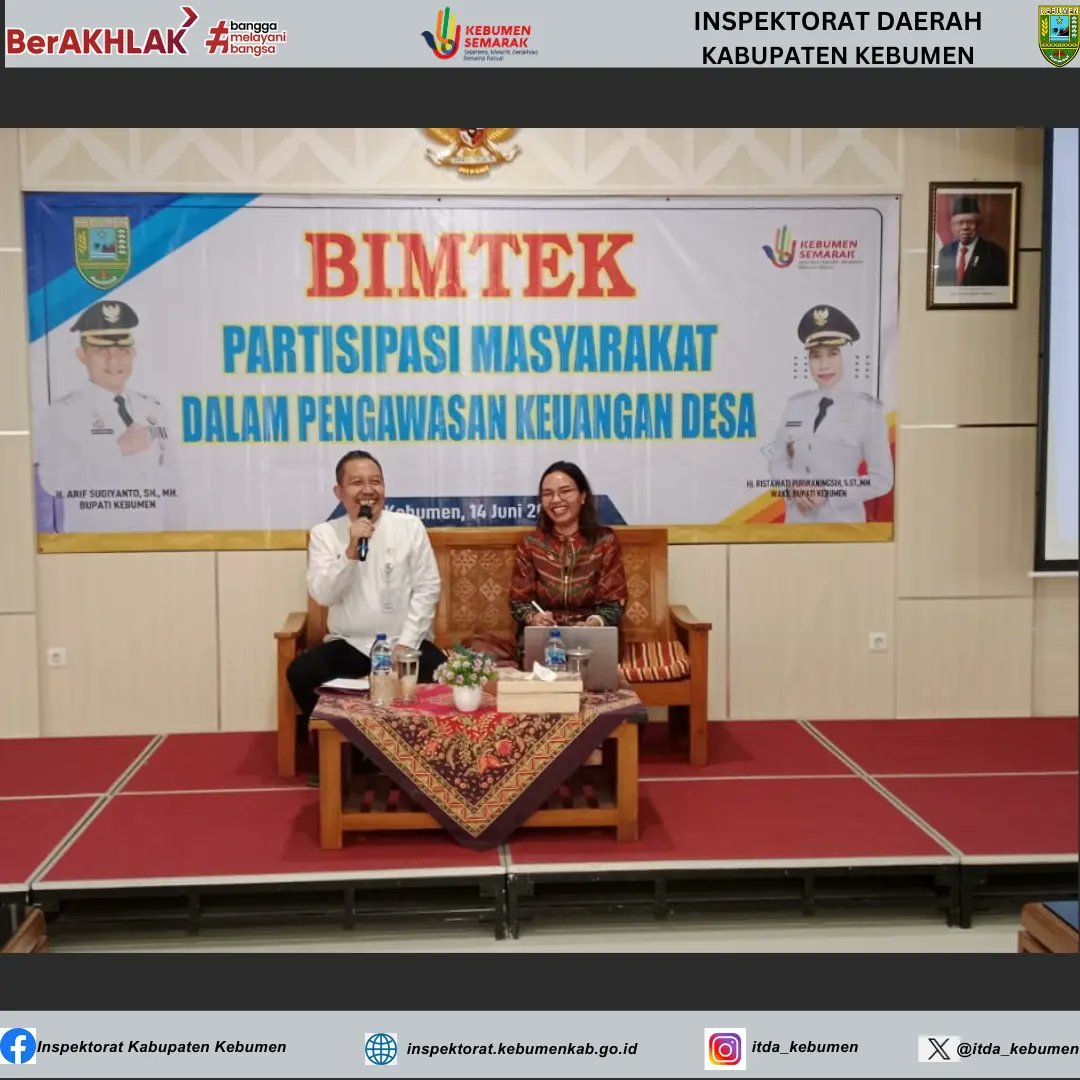 itda_kebumen's tweet photo. Inspektorat Daerah Kabupaten menyelenggarakan Bimbingan Teknis Partisipasi Masyarakat dalam Pengawasan Keuangan Desa bagi Kasi Pemerintahan/Kasi Pemberdayaan Masyarakat dan Ketua Forkom BPD seluruh Kecamatan Kebumen https://t.co/qTso1P92tB