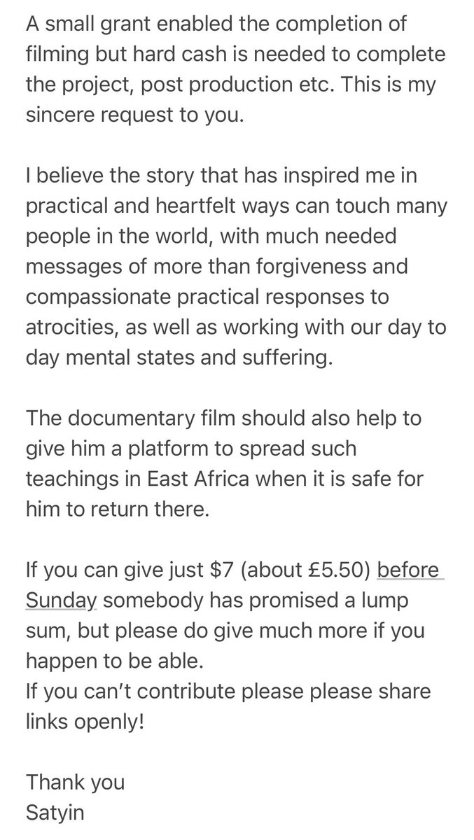 A❤️request-pls share &amp; if able, please contribute $7/£5.50 or a lot more to get MINDING SHADOWS documentary film about my dear friend completed. Help share his story of witnessing genocide, a path of healing rather than revenge, befriending his torturer🙏📿supportmindingshadowsfilm.com