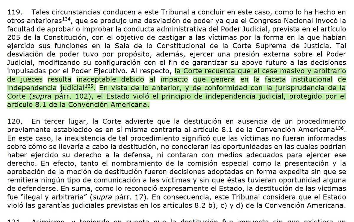 Revisando algunos casos juzgados por la Corte IDH con relación a la independencia judicial.
- Caso Corte Suprema de Justicia (Quintana Coello y otros) Vs. Ecuador:
La jurisprudencia de la Corte IDH ha señalado que el alcance de las garantías judiciales y de la protección judicial