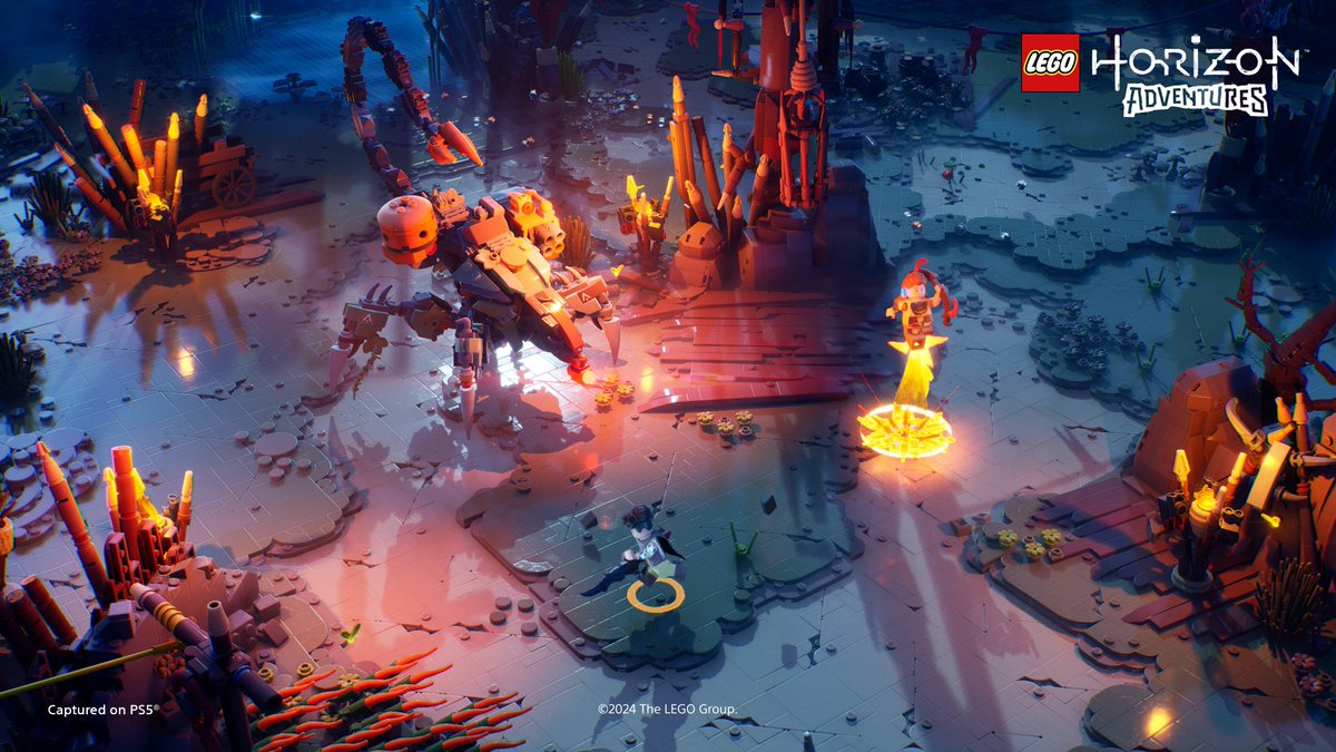 PlayStationFR's tweet photo. Aloy comme vous ne l'avez jamais vu 🏹 

Voici de nouveaux détails de gameplay de LEGO Horizon Adventures : https://t.co/6RQJmQmLEy https://t.co/YNa3XvzV9V