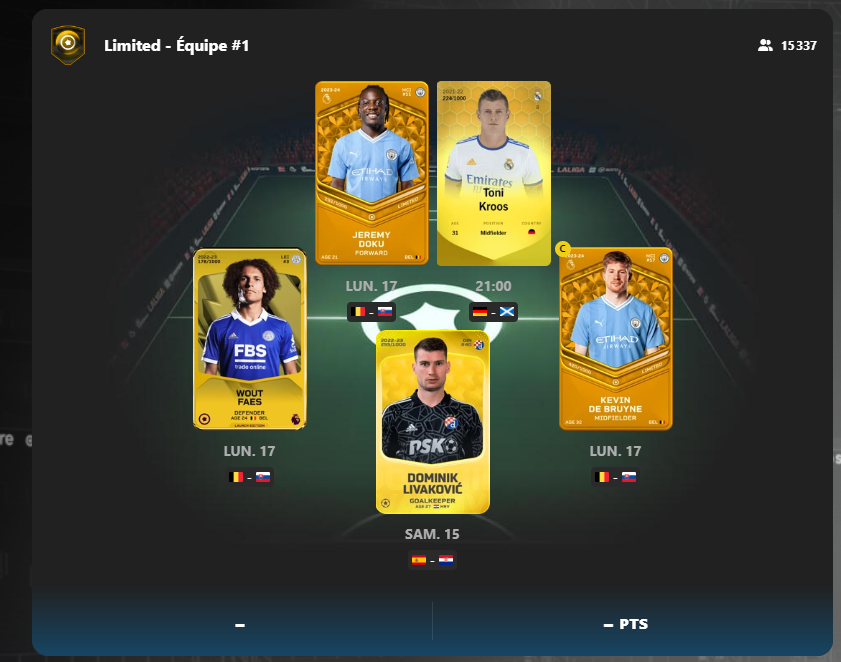 1050Mar's tweet photo. @QTNSorare @Sorare que une seule équipe pour moi , me suis séparé de Casteels et Lukaku qui etais beaucoup trop chère donc j'ai pris le benef (x2) 🤑🤑 

bonne chance à toi :):) https://t.co/bNi1KQqntN