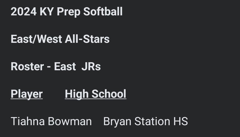 tscb89's tweet photo. Playing in the East West High School Softball All Star Game this year! #24SS @TiahnaBowman https://t.co/M9JZWrthnq