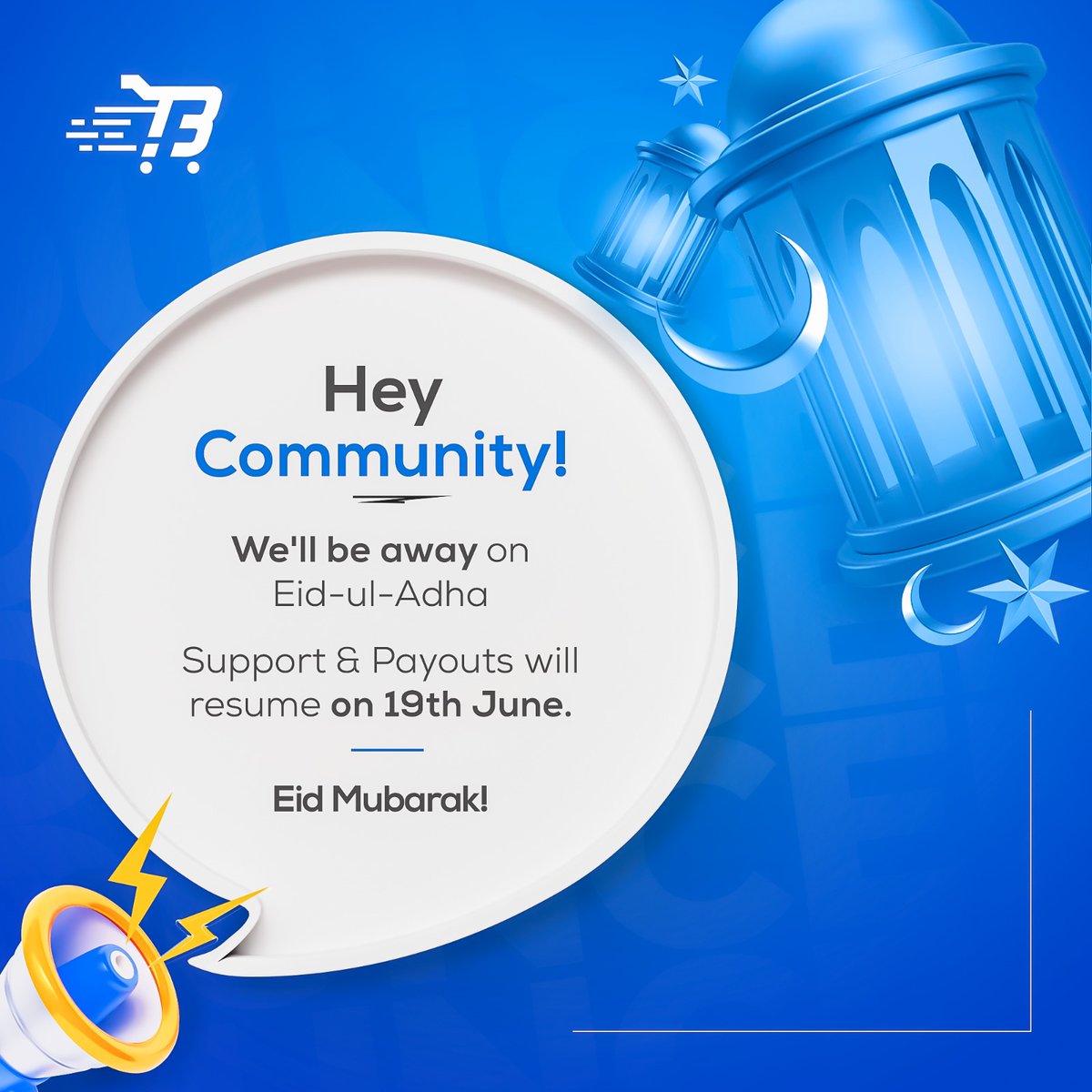 ItsBStoreSeller's tweet photo. Important Notice 🚨

B-Store wishes to inform you that our office will be closed from 15th June to 18th June 2024 in observance of Eid-Ul-Adha Holidays,
During this time, support services and payouts will be temporarily paused, resuming promptly on 19th June 2024. 🌙 https://t.co/2jHMExSYZB